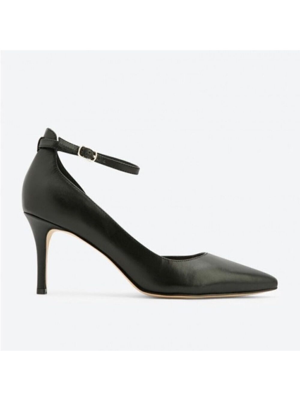 ** Town Shoes d'Orsay Black Leather Stiletto Heels Size 39